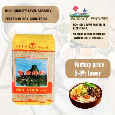 Zhaoqing / Xinzhu 500g Kurutulmuş Pirinç Çubuğu Erişte Hızlı Pişirme Erişte